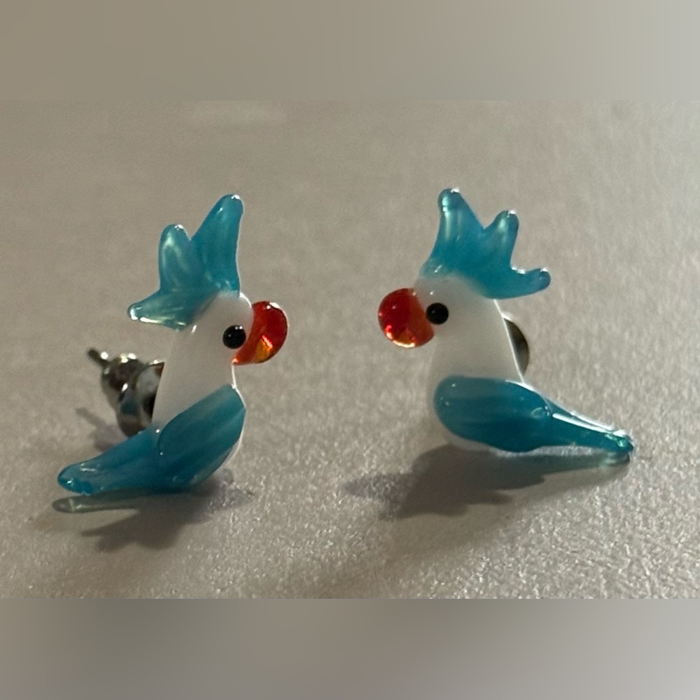 New Colorful Glass Parrot Earrings